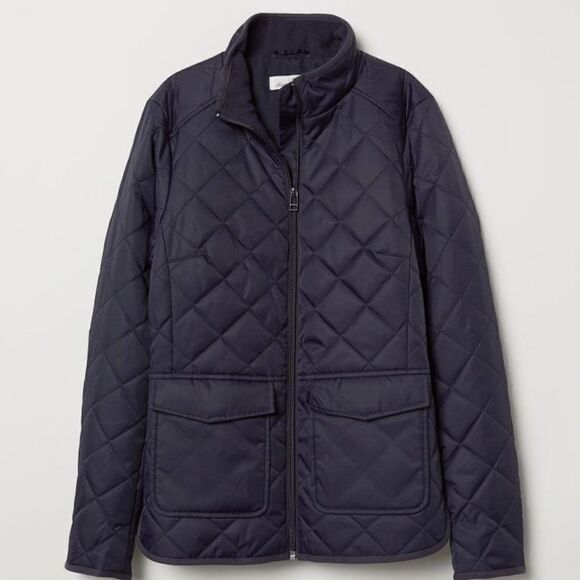 H&M L.O.G.G. Navy Quilted Jacket Sz 2 - Picture 1 of 9